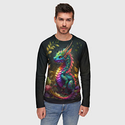 Лонгслив мужской Разноцветный дракончик в лесу, цвет: 3D-принт — фото 2