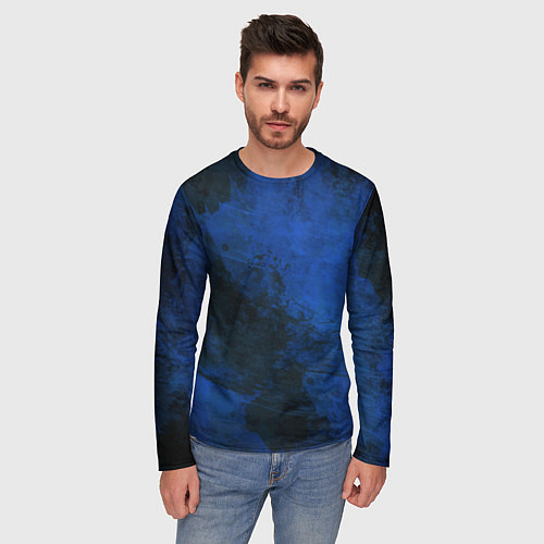 Мужской лонгслив Синий дым / 3D-принт – фото 3