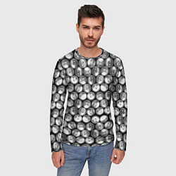 Лонгслив мужской Жестяные банки - вид сверху - паттерн, цвет: 3D-принт — фото 2