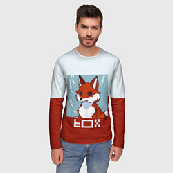 Лонгслив мужской Пиксельная лиса с надписью fox, цвет: 3D-принт — фото 2