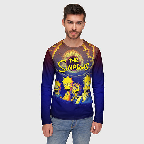 Мужской лонгслив Черная дыра и Симпсоны / 3D-принт – фото 3