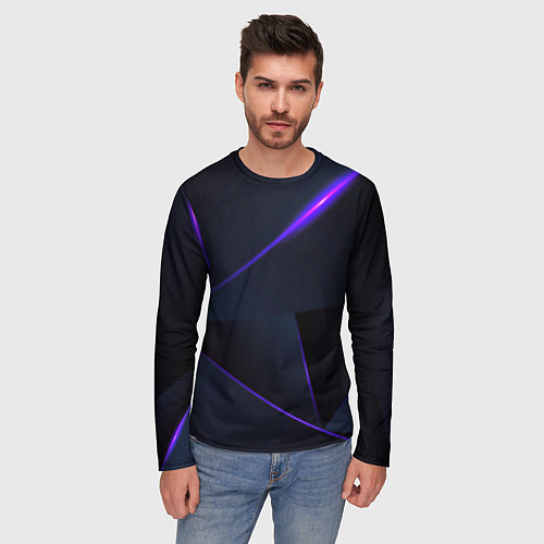 Мужской лонгслив Geometry stripes neon stiil / 3D-принт – фото 3
