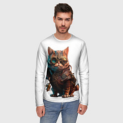 Лонгслив мужской Стимпанк кот в очках, цвет: 3D-принт — фото 2