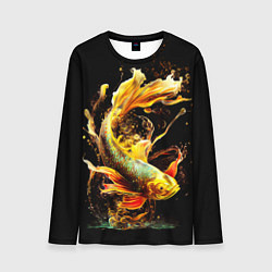 Лонгслив мужской Рыба пламенный дракон, цвет: 3D-принт