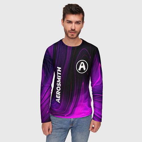Мужской лонгслив Aerosmith violet plasma / 3D-принт – фото 3