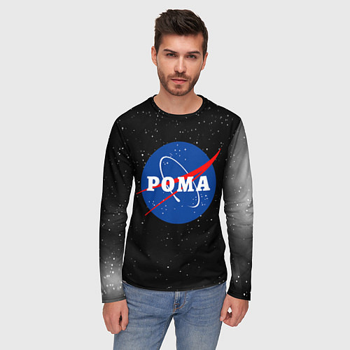 Мужской лонгслив Рома Наса космос / 3D-принт – фото 3