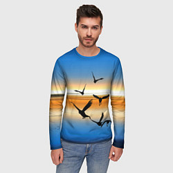 Лонгслив мужской Вороны на закате, цвет: 3D-принт — фото 2