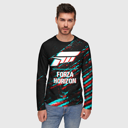 Мужской лонгслив Forza Horizon в стиле glitch и баги графики на тем / 3D-принт – фото 3