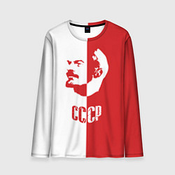 Лонгслив мужской Красно белый Ленин, цвет: 3D-принт