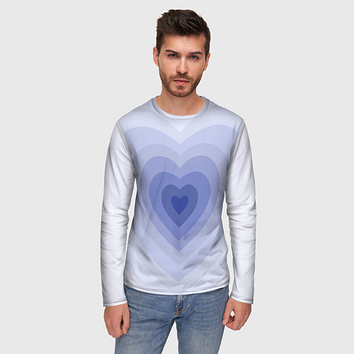 Мужской лонгслив Голубое сердце градиент / 3D-принт – фото 3