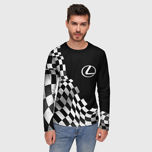 Мужской лонгслив Lexus racing flag / 3D-принт – фото 3