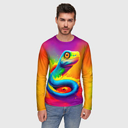Лонгслив мужской Змейка в красках, цвет: 3D-принт — фото 2