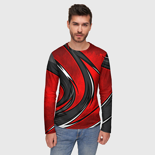 Мужской лонгслив Органический разрыв - красный / 3D-принт – фото 3