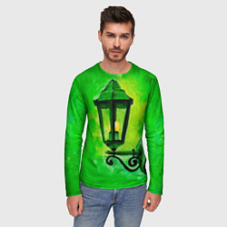 Лонгслив мужской Уличный зелёный фонарь, цвет: 3D-принт — фото 2