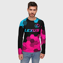 Лонгслив мужской Lexus - neon gradient: символ сверху, цвет: 3D-принт — фото 2