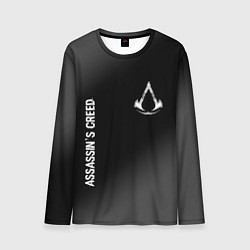 Лонгслив мужской Assassins Creed glitch на темном фоне: надпись, си, цвет: 3D-принт