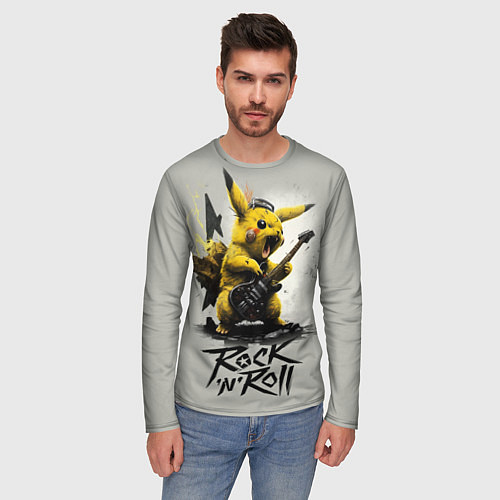 Мужской лонгслив Пикачу рокер / 3D-принт – фото 3