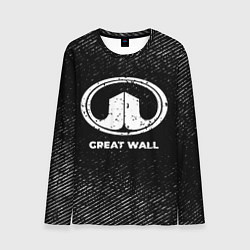 Лонгслив мужской Great Wall с потертостями на темном фоне, цвет: 3D-принт