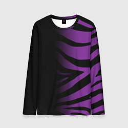 Лонгслив мужской Фиолетовый с черными полосками зебры, цвет: 3D-принт