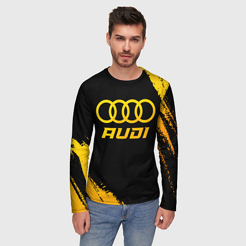 Мужской лонгслив Audi - gold gradient / 3D-принт – фото 3