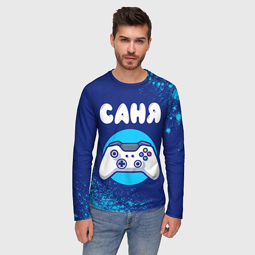 Мужской лонгслив Саня геймер / 3D-принт – фото 3