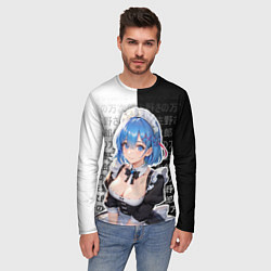 Лонгслив мужской Рем - re zero - иероглифы, цвет: 3D-принт — фото 2