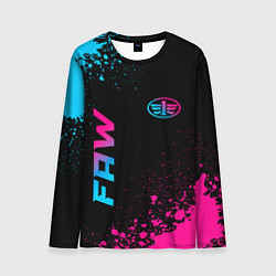 Лонгслив мужской FAW - neon gradient: надпись, символ, цвет: 3D-принт