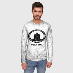 Лонгслив мужской Great Wall с потертостями на светлом фоне, цвет: 3D-принт — фото 2