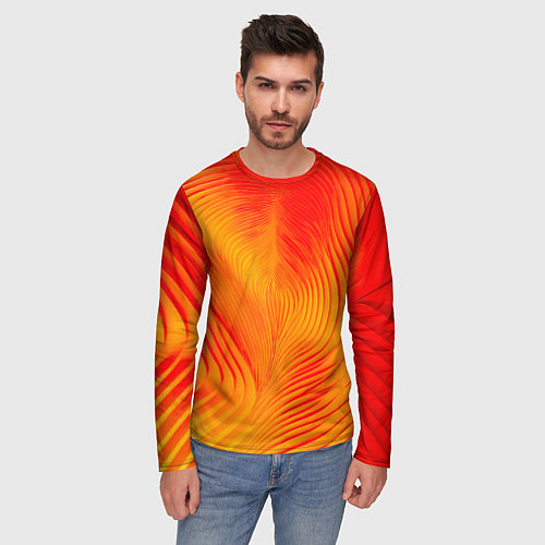 Мужской лонгслив Фантазия в красном и желтом / 3D-принт – фото 3