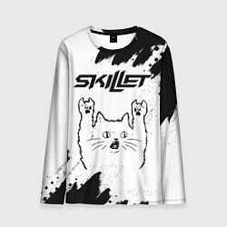 Лонгслив мужской Skillet рок кот на светлом фоне, цвет: 3D-принт