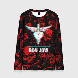 Лонгслив мужской Bon Jovi rock glitch, цвет: 3D-принт