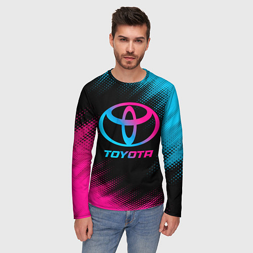 Мужской лонгслив Toyota - neon gradient / 3D-принт – фото 3