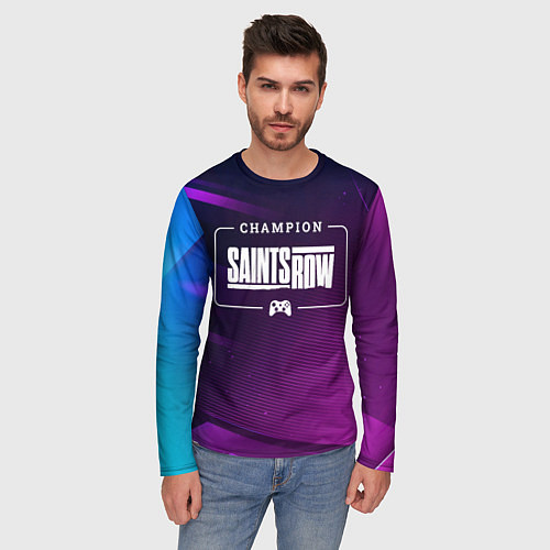 Мужской лонгслив Saints Row gaming champion: рамка с лого и джойсти / 3D-принт – фото 3