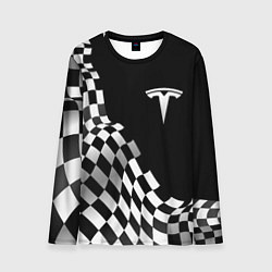 Лонгслив мужской Tesla racing flag, цвет: 3D-принт