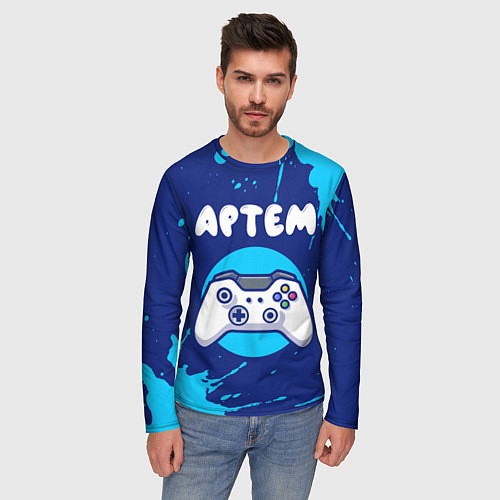Мужской лонгслив Артем геймер / 3D-принт – фото 3