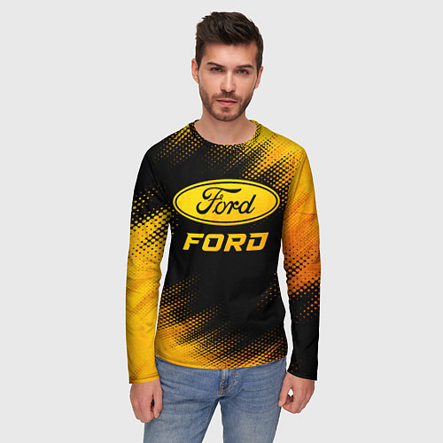 Мужской лонгслив Ford - gold gradient / 3D-принт – фото 3