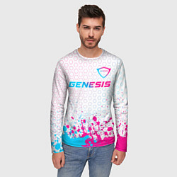 Лонгслив мужской Genesis neon gradient style: символ сверху, цвет: 3D-принт — фото 2