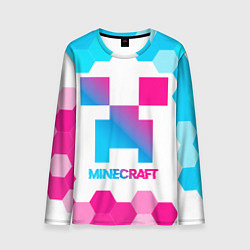 Лонгслив мужской Minecraft neon gradient style, цвет: 3D-принт