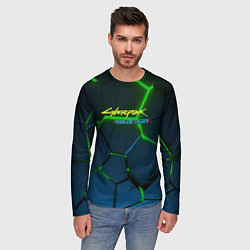 Лонгслив мужской Cyberpunk 2077 phantom liberty green neon, цвет: 3D-принт — фото 2