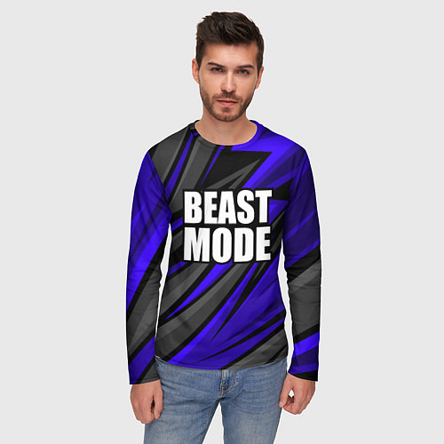 Мужской лонгслив Beast mode - синяя униформа / 3D-принт – фото 3