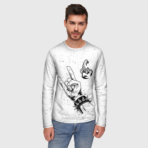 Мужской лонгслив Scorpions и рок символ / 3D-принт – фото 3