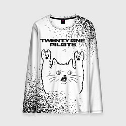 Лонгслив мужской Twenty One Pilots рок кот на светлом фоне, цвет: 3D-принт
