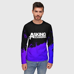 Лонгслив мужской Asking Alexandria purple grunge, цвет: 3D-принт — фото 2