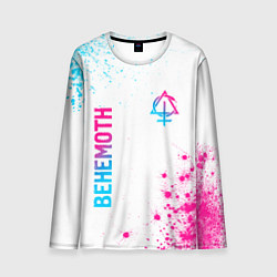 Мужской лонгслив Behemoth neon gradient style: надпись, символ