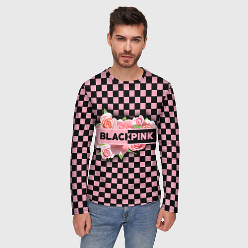 Мужской лонгслив Blackpink logo roses / 3D-принт – фото 3