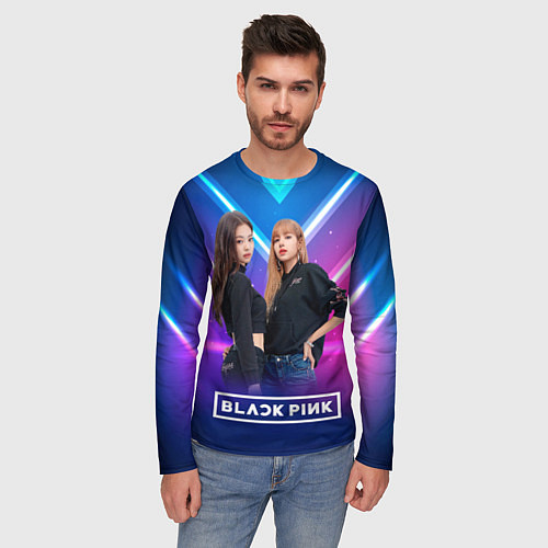 Мужской лонгслив Blackpink neon / 3D-принт – фото 3