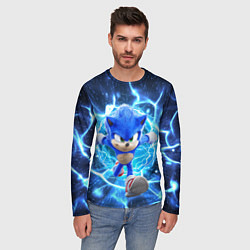 Лонгслив мужской Sonic electric waves, цвет: 3D-принт — фото 2