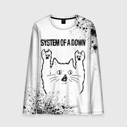 Лонгслив мужской System of a Down рок кот на светлом фоне, цвет: 3D-принт