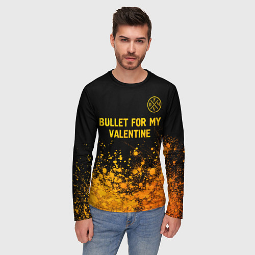 Мужской лонгслив Bullet For My Valentine - gold gradient: символ св / 3D-принт – фото 3