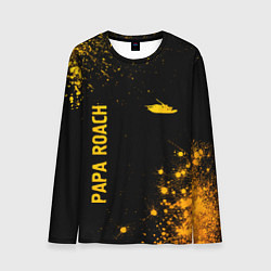 Лонгслив мужской Papa Roach - gold gradient: надпись, символ, цвет: 3D-принт